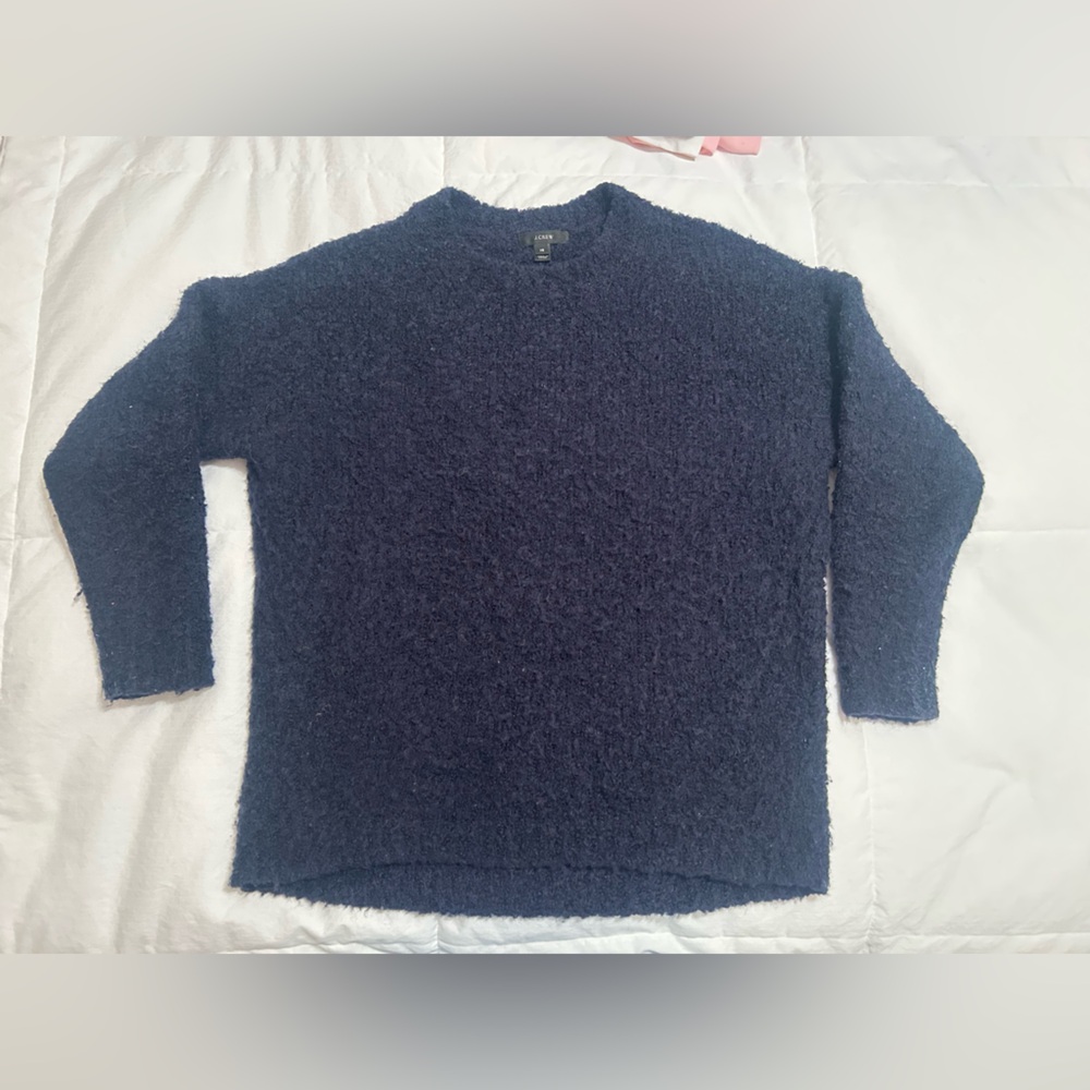 Navy J.Crew boxy wool sweater. Size XS.